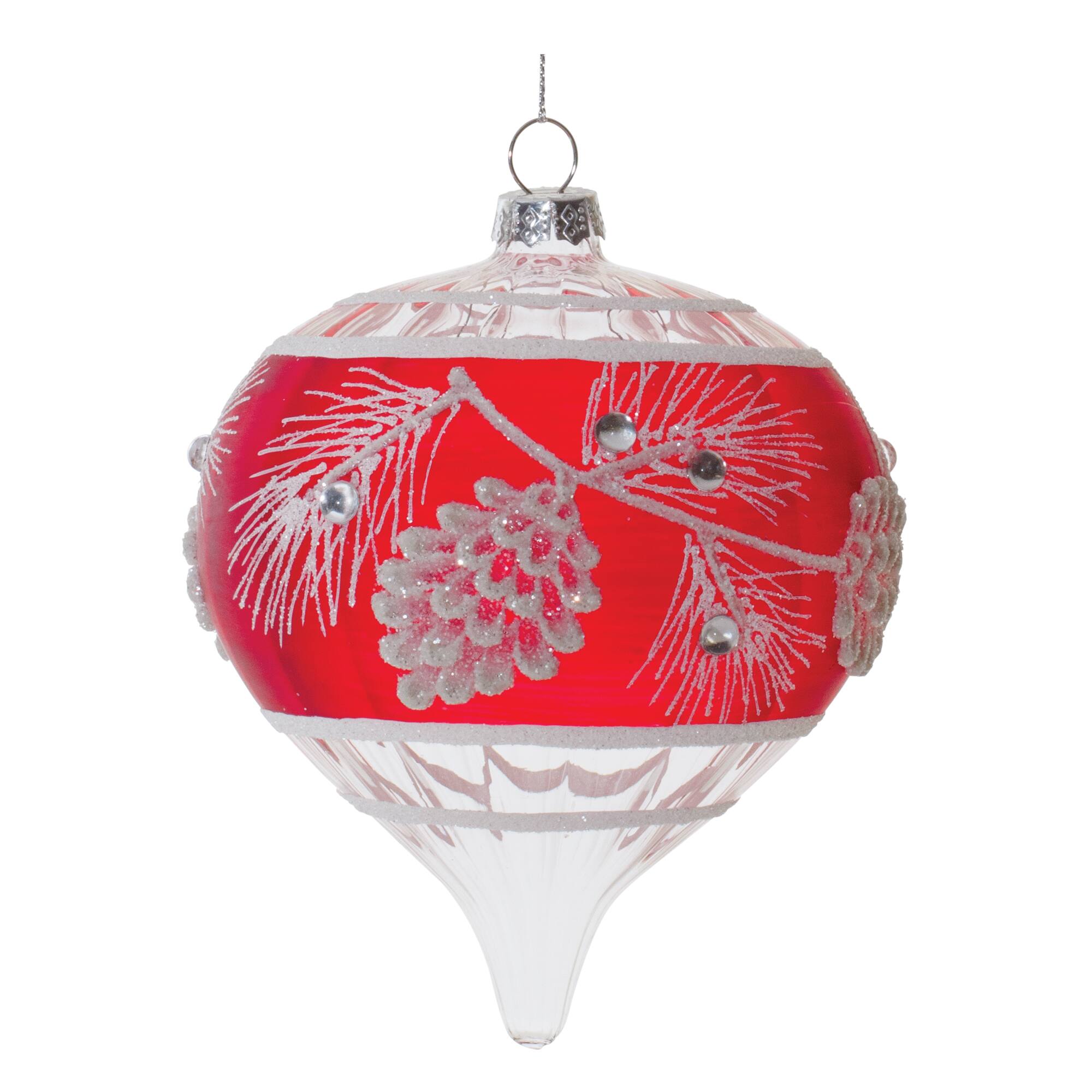 Glittered Glass Pinecone Ornaments Set